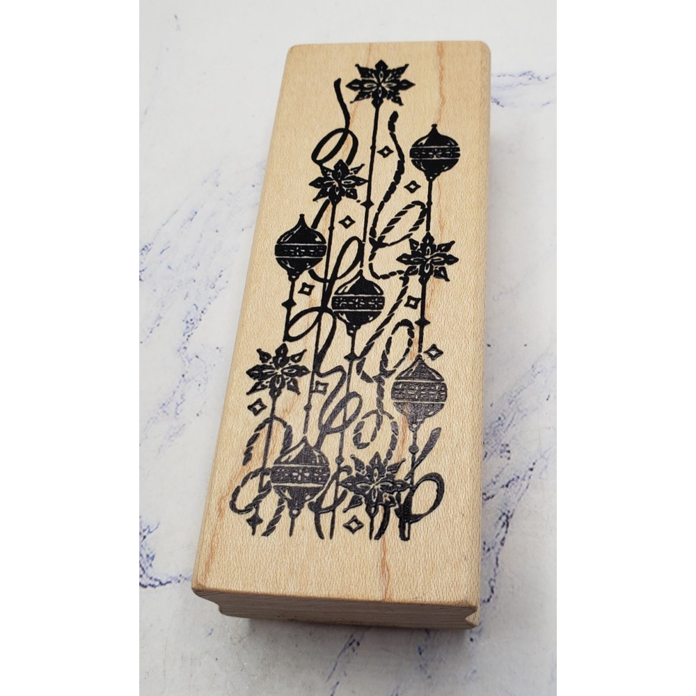 Christmas Ornaments With Bows A Stamp in Hand Wood Mounted Rubber Border Stamp